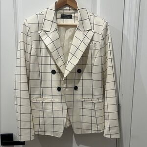 Bagatelle Cream and Black Checkered Blazer, Size Medium